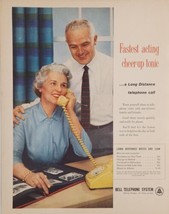 1950&#39;s? Print Ad Bell Telephone System Older Couple Long Distance Phone Call - £16.07 GBP