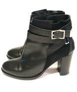 Topshop Womens Ankle Boots US 9.5 EUR 40 Black Leather Suede Buckle Heel... - $47.52 CAD