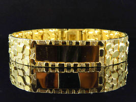  Mens and Ladies 14K Yellow Gold Over 8 Inches Nugget Style ID Bracelet - £144.66 GBP