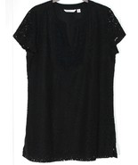 Isaac Mizrahi Live! Women&#39;s Short Sleeve Mixed Lace Lined Tunic Top - M ... - £12.63 GBP