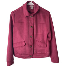 Chicos Faux Suede Jacket Women S Collared Long Sleeve Button Pockets Stretch - £24.73 GBP