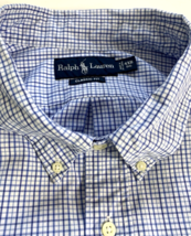 Ralph Lauren 4XB Big Classic Fit Shirt Blue Plaid Navy Pony Crisp Cotton 4XL - £28.92 GBP