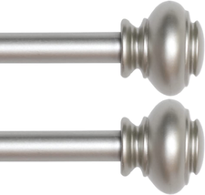 2 Pack Window Curtain Rods for Windows 28 to 48 Inch Nickel Curtain Rods Adjusta - £38.07 GBP
