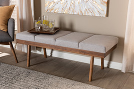 Nexus Grayish Beige Fabric Upholstered Wood Bench - $211.00