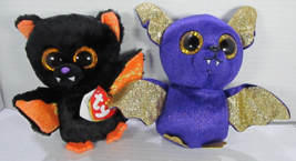 Ty Beanie Boos Lot of 2 ECHO Halloween Black Bat &amp;Count Purple Bat Plush 6&quot; - $20.00