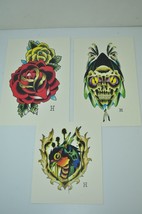 Bird Skull Flower HIGH Quality Print / Copy Tattoo Color Flash Wall Art LOT 3  H - £97.17 GBP