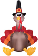 THANKSGIVING HOLIDAY 5&#39; AIR INFLATABLE TURKEY Light Up Outdoor Home Yard... - £45.55 GBP