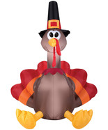 THANKSGIVING HOLIDAY 5&#39; AIR INFLATABLE TURKEY Light Up Outdoor Home Yard... - £44.13 GBP