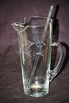 Mountaineer Glass Hand Cut Martini Pitcher Glass Stir Stick Barware Vint... - $59.39