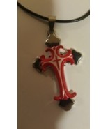 Christian Cross Red White &amp; Silver Necklace  - $14.99