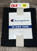 Champion ~ Womens Thong Underwear Panties Polyester Blend 3-Pair Black ~ M - £13.60 GBP