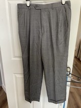 T. Harris London Men’s 38x30Houndstooth Dress Pants 100% Wool Gray Blue ... - £14.34 GBP