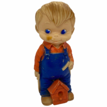 1968 JL Prescott Squeaker Toy Boy with Birdhouse - $175.22 MXN