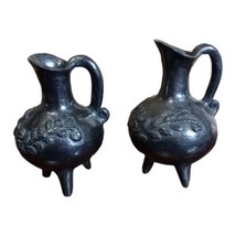 Simon Reyes Oaxaca Blackware Handmade Pottery Pair Signed Damaged READ - £19.55 GBP
