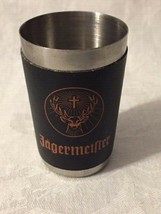 Jagermeister Stainless Steel Shot Glass Faux Leather Wrapper Jagermeiste... - $5.23