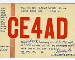 CE4AD QSL Card Talca Chile 1958 - $8.91