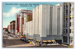 Washington Street View Indianapolis Indiana IN UNP Linen Postcard S10 - $4.47