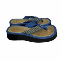 Reef Women&#39;s Sz 8 Blue Woven Platform Flip Flops Open Toe Slip On Sandals Shoes - £16.51 GBP