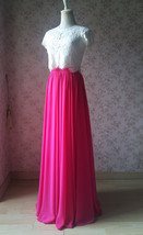 Fuchsia Hot Pink Full Chiffon Skirt Women Cusotm Plus Size Flowy Maxi Skirt image 7