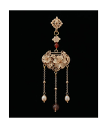 Blooming Flowers Gold Plated Brooch Pin with Tassels - $61.43 CAD