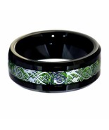 Black Tungsten Green Celtic Dragon Ring Mens Womens 8mm Wedding Band Siz... - £15.79 GBP
