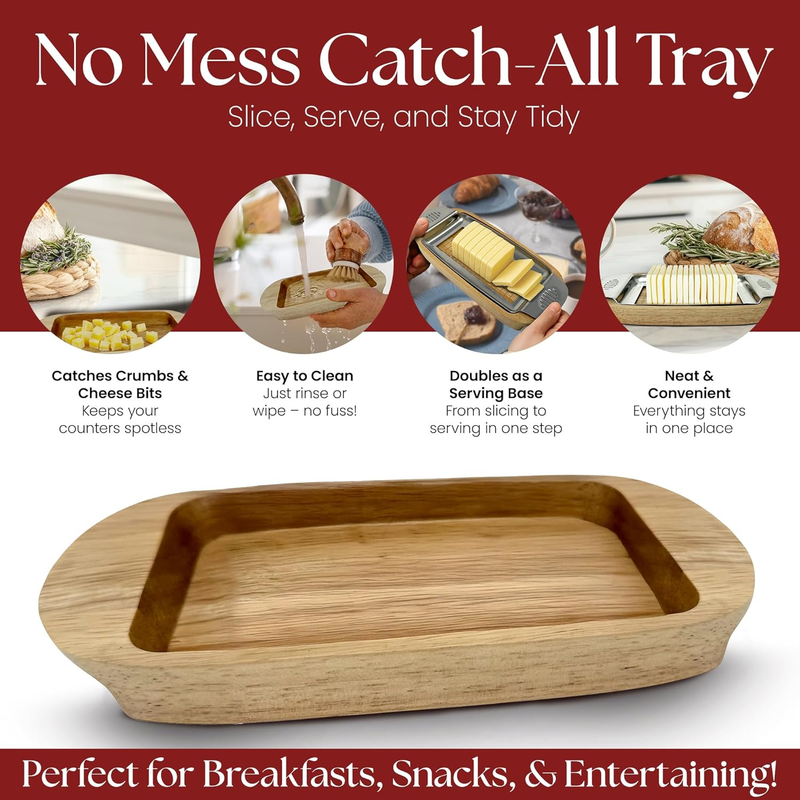 Butter and Cheese Slicer |Cutter with Wooden Storage Tray |Multipurpose Handheld Item image 3