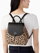 Kate Spade Adel Leopard Leather Flap Backpack K8464 Cheetah Leopardo NWT $359 - £126.57 GBP