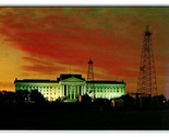 State Capitol and Oil Wells Sunset Oklahoma City OK UNP Chrome Postcard R24 - $3.91