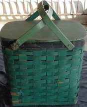 Vintage Lidded Picnic Basket - Larger Size - Vgc - Great Classic Vintage Basket - £47.30 GBP