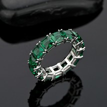 100% 925 Sterling Silver 1 Row 5*5mm Square Green Blue 5A Zircon Rings For Women - £41.17 GBP