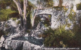 Stone Bridge Busch Gardens Pasadena California CA Postcard 1917 - £2.27 GBP