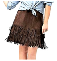 Lane Bryant Fringet Skirt  Sz.22 Brown - £31.25 GBP