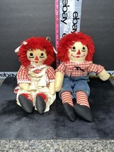 Vintage Raggedy Ann and Andy  Dolls About 20&quot; Handmade By Anna Mae Evancho - £39.62 GBP