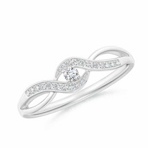 ANGARA 0.13 Ct Lab-Grown Solitaire Round Diamond Infinity Promise Ring in Silver - £176.71 GBP