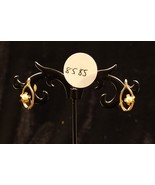 Vintage Gold Tone Wishbone and Faux Pearl Screw on Earrings - £16.39 GBP