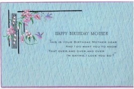 Birthday Postcard Pink Flowers &amp; Bluebirds Mother Card (Saxony) - £2.33 GBP