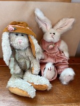 Lot of Boyd Collection Tan Floppy Easter Bunny &amp; Ty White Plush Rabbit in Pink - £8.89 GBP