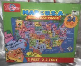 TS Shure Jumbo Floor Puzzle Map of The U.S.A. Giant Puzzle 24 Pc. 3&#39; x 2&#39; - £9.49 GBP