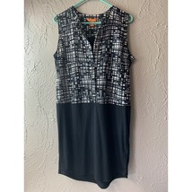 Joe Fresh Dress Sleeveless Size Medium Black White Checkered Upper V Neck - $371.56 MXN