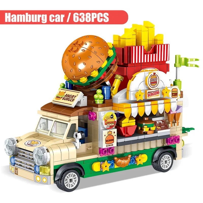 Hamburg Car Truck Car Mini Building Blocks Food Snacks Shop Bricks Toys - $29.99
