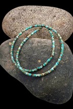 Santo Domingo Sterling Natural Kingman Turquoise Heishi Beaded Necklace 21&quot; - £101.53 GBP