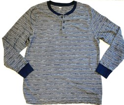 Old Navy Henley Shirt Mens XL Blue White Striped Y2K Long Sleeve Tee T T... - $10.77