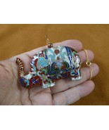 J514-2 large ornate red Cloisonne Elephant jewelry brass Pendant 18&quot; nec... - €21,76 EUR