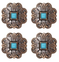 1-1/2&quot; Set of 4 Copper Cross Tack Belt Bag Jewelry Decorative Conchos CO... - $24.74