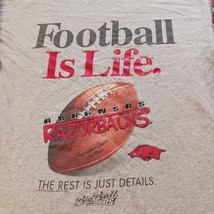 Big Ball Sports Arkansas Razorbacks Football Is Life NCAA Large Gray Men T-Shirt image 4