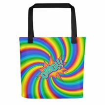 Pop Art Omg Rainbow Colorful Swirl Twisting Optical Illusion Abstract Design Tot - £33.90 GBP