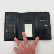 Black Leather Tri-Fold Wallet Clutch 6.5x4x1.5 inches - £17.12 GBP