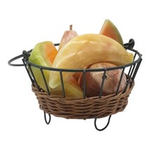 Vtg Lot of 5 Alabaster Stone Fruit w/Basket Banana Canalope Watermelon Pear READ - £27.32 GBP