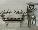 Silver Plated Reindeer Candle Holders table top decoration Christmas Decor - $15.79