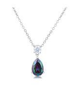 Silvertone Rhodium Plated Brass Mystic Cubic Zirconia Dangling Teardrop ... - $31.00